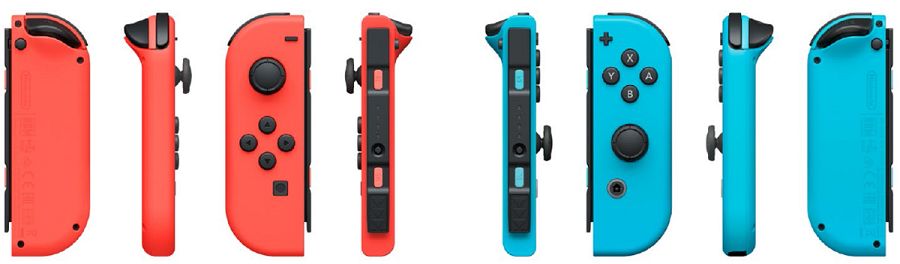 Los Joy-Con en rojo y azul y en negro