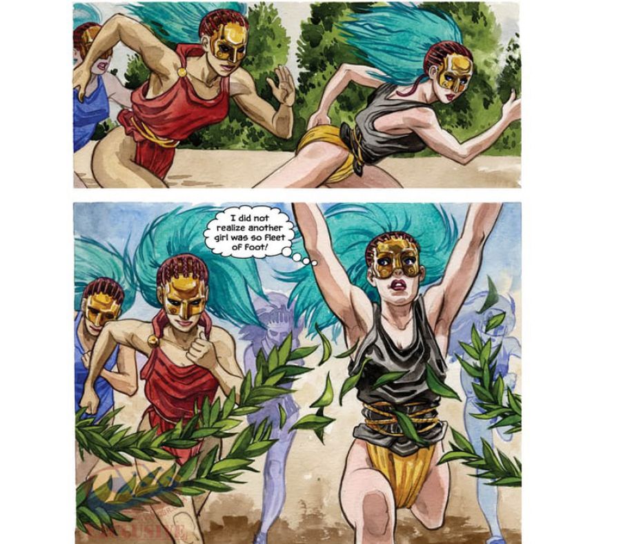 Wonder Woman compitiendo con otras amazonas