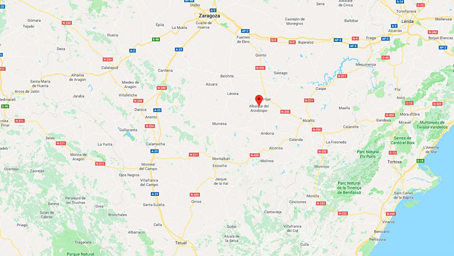 Ubicación de Albalate del Arzobispo en la provincia de Teruel