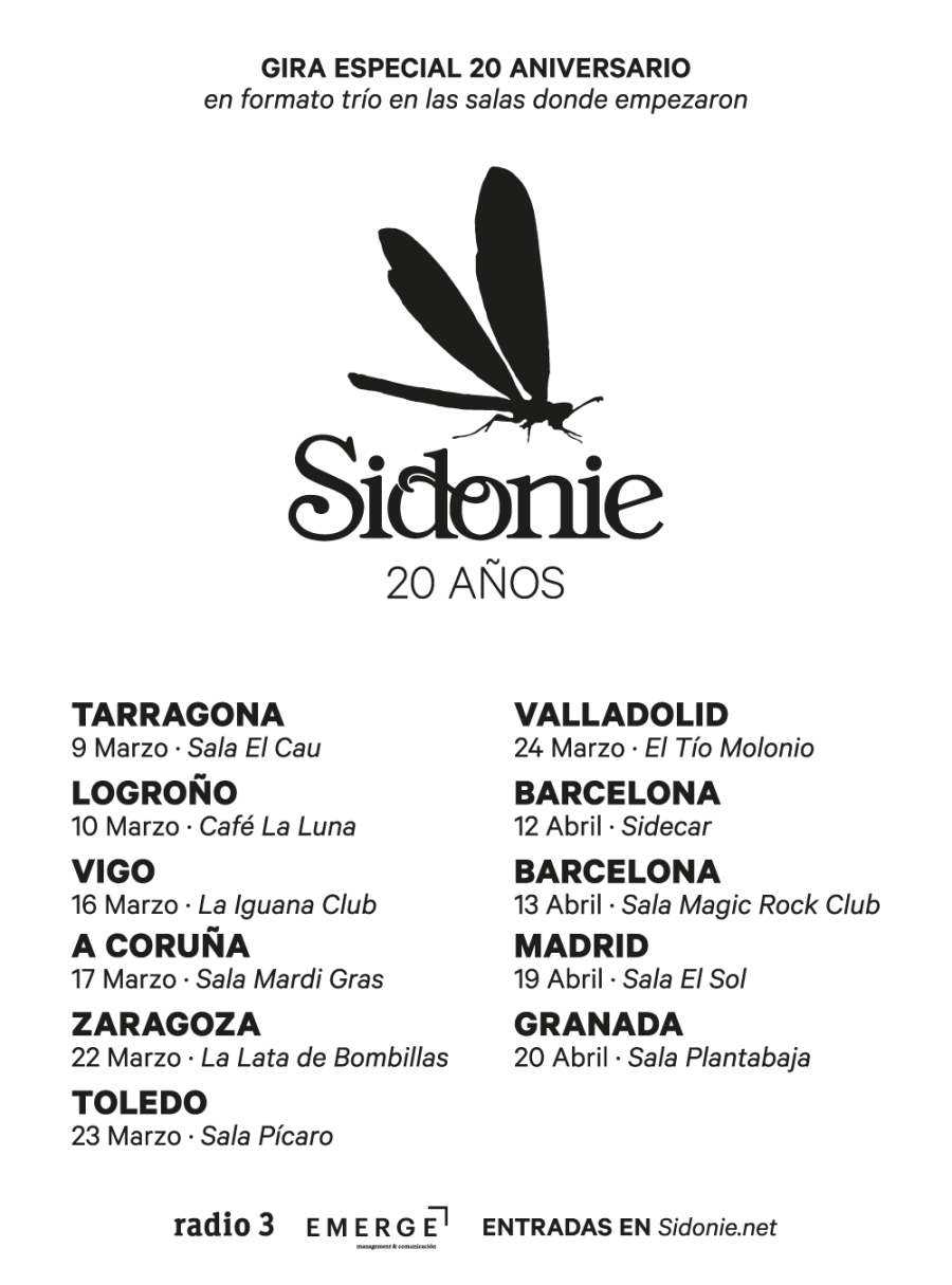 Durante marzo y abril, Sidonie girarán por salas en formato trío