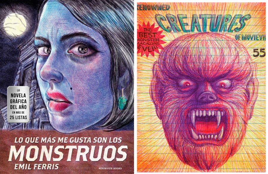 Portada y página de 'Lo que más me gusta son los monstruos'