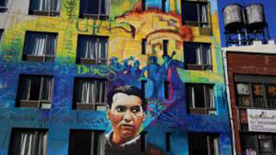Mural de Lorca en Nueva York.