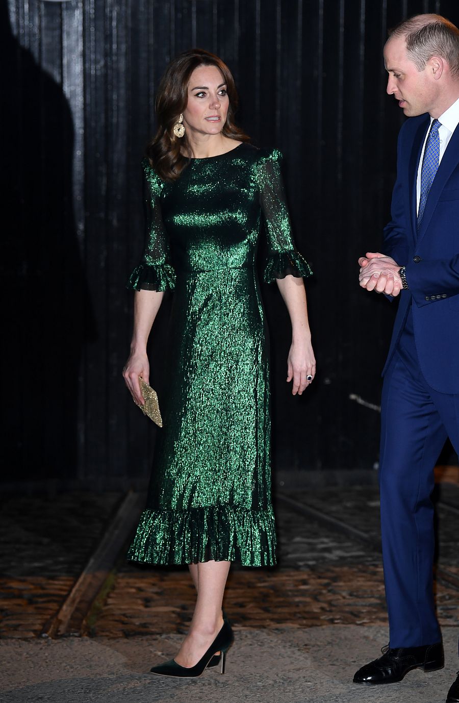Kate Middleton con un vestido verde esmeralda en su visita a la fábrica de Guinness