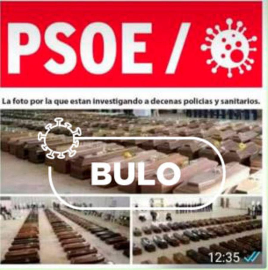 Captura del bulo sobre los féretros que se está moviendo en redes.