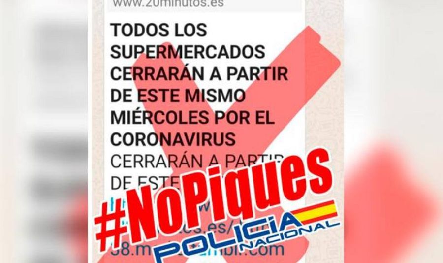 Captura del tuit de la policía sobre el bulo del cierre de supermercados.