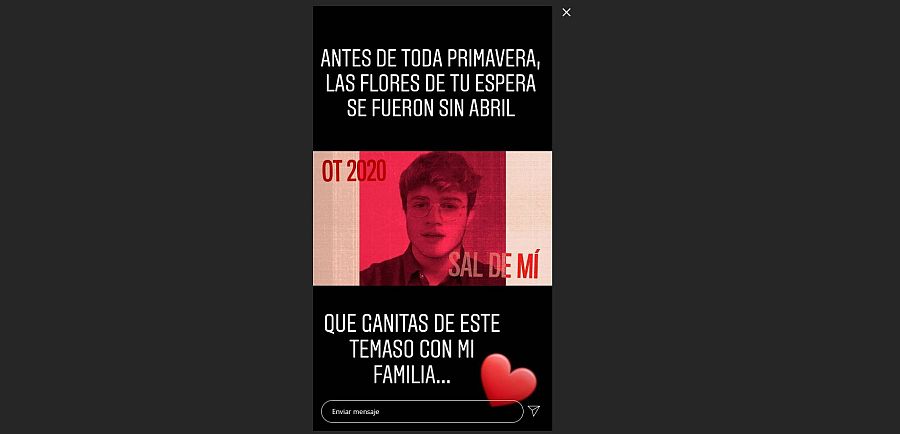 Story de Gèrard sobre "Sal de mí", la canción de OT 2020 y Andrés Suárez