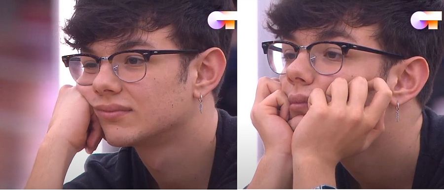 Flavio viendo los videos de Anne, "Volver a mí" y de Gèrard "Fugaces"