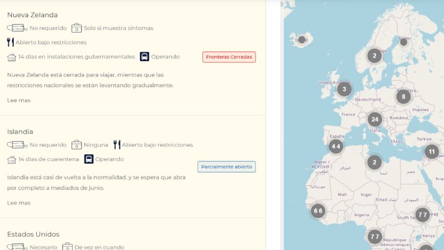 El mapa interactivo permite obtener información sobre cualquier país del mundo