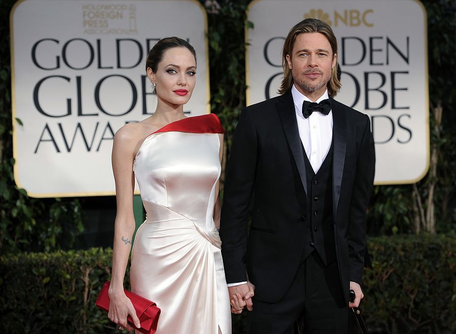 Angelina Jolie y Brad Pit en la 69ª edición de los Globos de Oro en Los Ángeles, en 2011