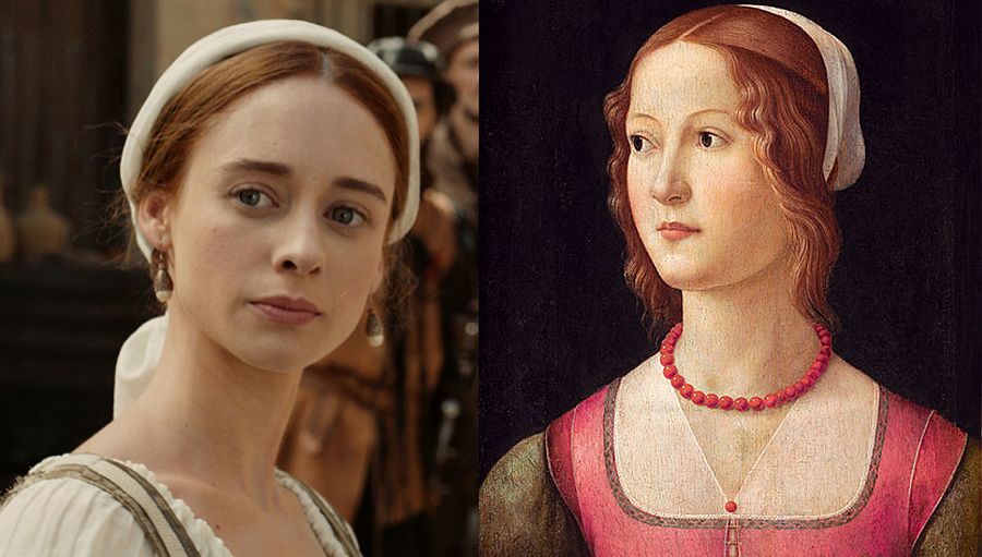 Elena Rivera interpreta a Inés Suárez, habitualmente representada por el cuadro de Domenico Ghirlandaio "Ritratto di giovane donna" (1490)