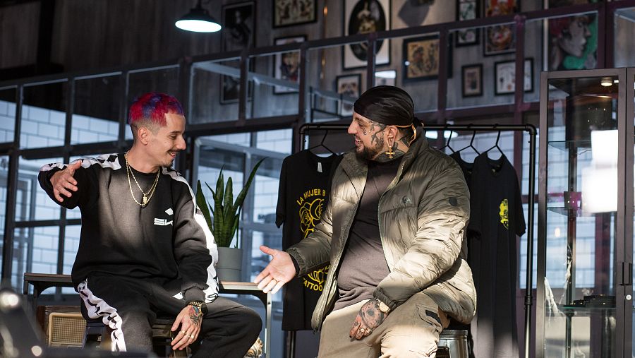Skone y Lobo Estepario en el rodaje de 'Réplica Internacional 2"