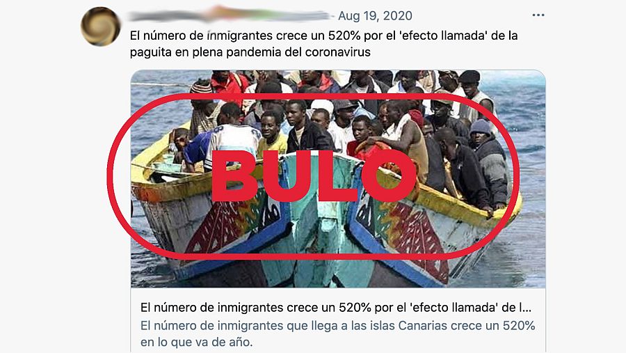 Tuit donde se habla de un "efecto llamada" ligado a "la paguita" con el sello de bulo.
