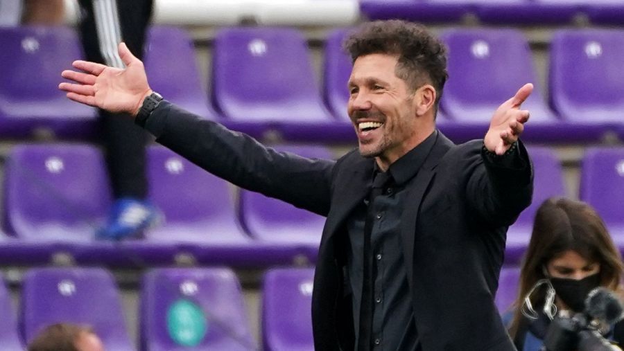 Simeone, feliz por la Liga ganada en Valladolid.