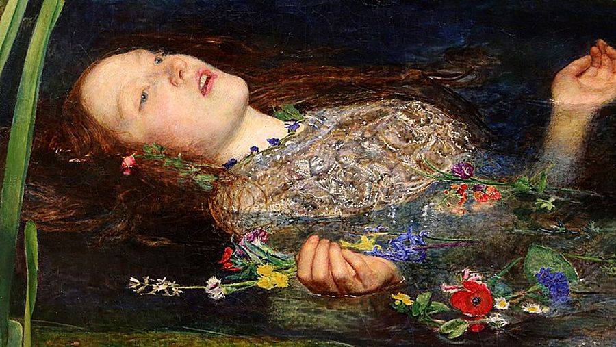 Detalle de "Ofelia", de John Everett Millais (Tate Britain, Londres).