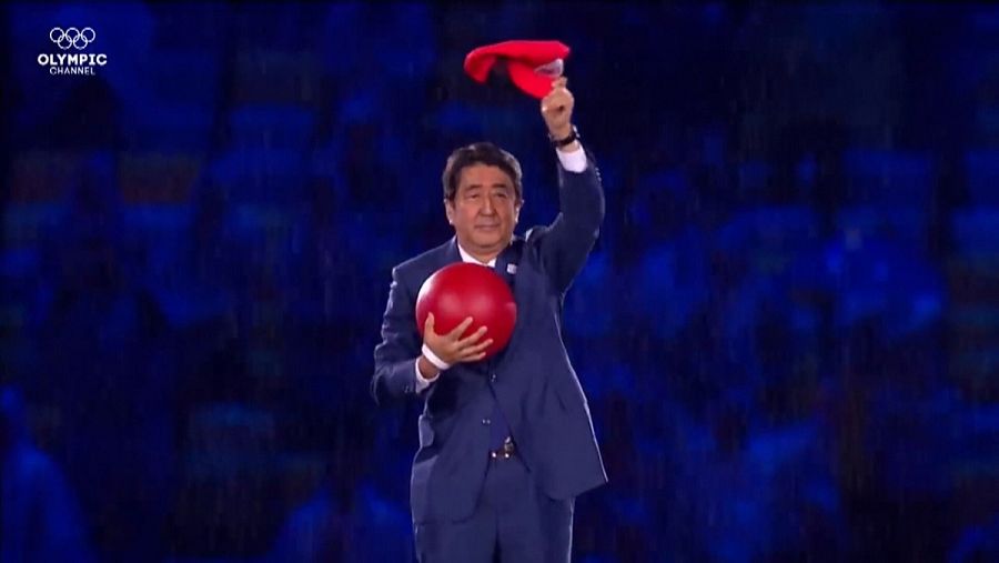 El primer ministre del Japó, Shinzo Abe, a la cerimònia de clausura dels Jocs Olímpics de Riu