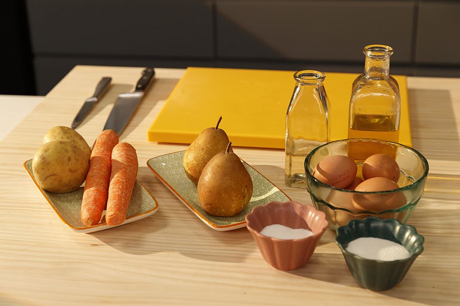 Ingredientes para la tortilla de pera