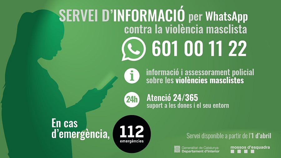 Línia d'atenció a les víctimes de violència masclista a través de whatsapp
