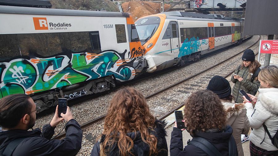 Vista del choque de trenes en Montcada