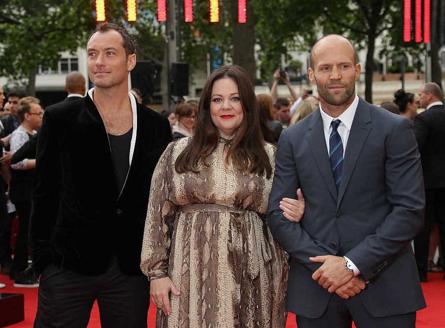 Actors Jude Law, Melissa McCarthy y Jason Statham, en la presentación de 'Espías' (Spy)