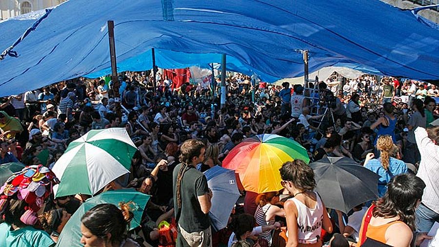 Acampada del 15 M en la Puerta del Sol de Madrid
