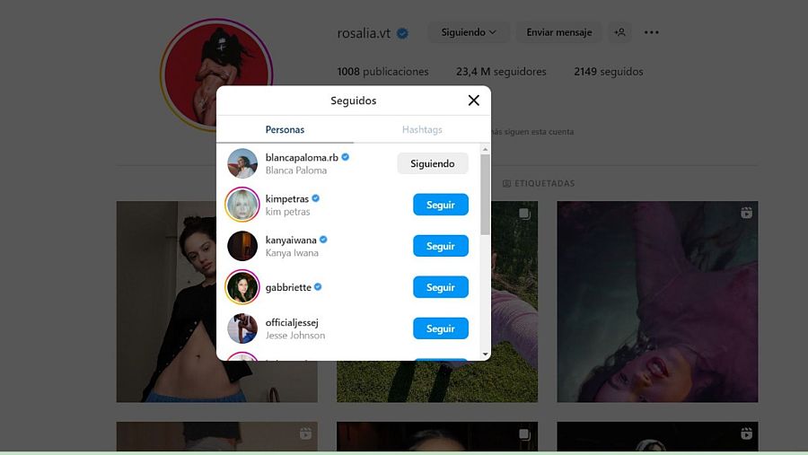Rosalía sigue a Blanca Paloma, ganadora del Benidorm Fest 2023 y representante de España en Eurovisión, en Instagram