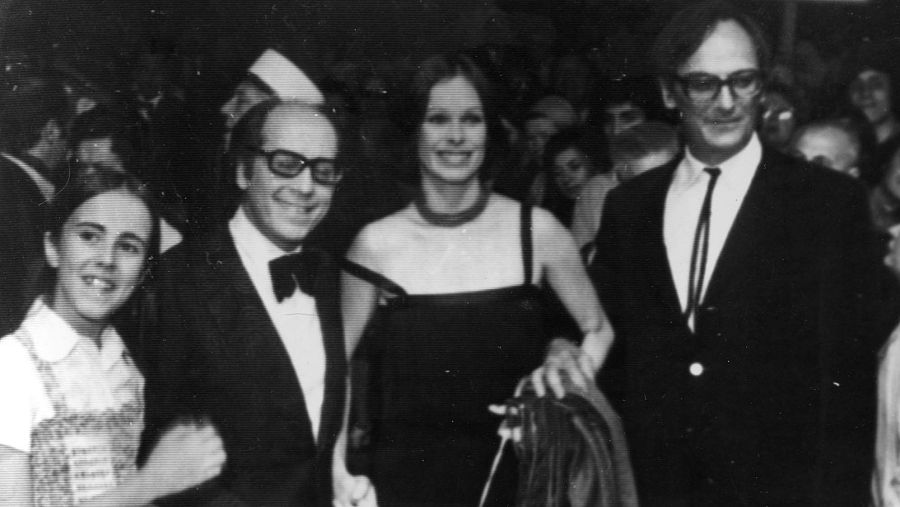 José Luis López Vázquez en 1974 con Geraldine Chaplin y Carlos Saura