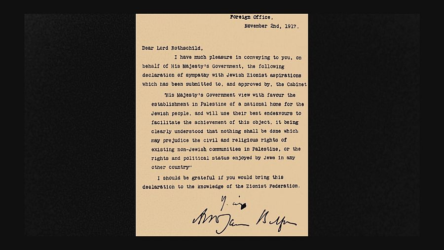 Declaración Balfour,  2 noviembre de 1917