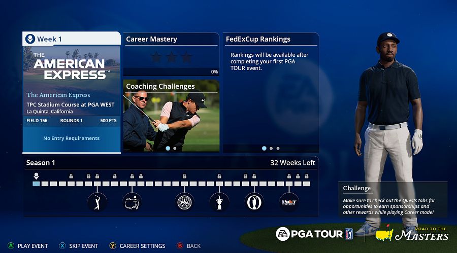 Durante la temporada, podremos disputar los cuatro 'majors' y la FedEx Cup
