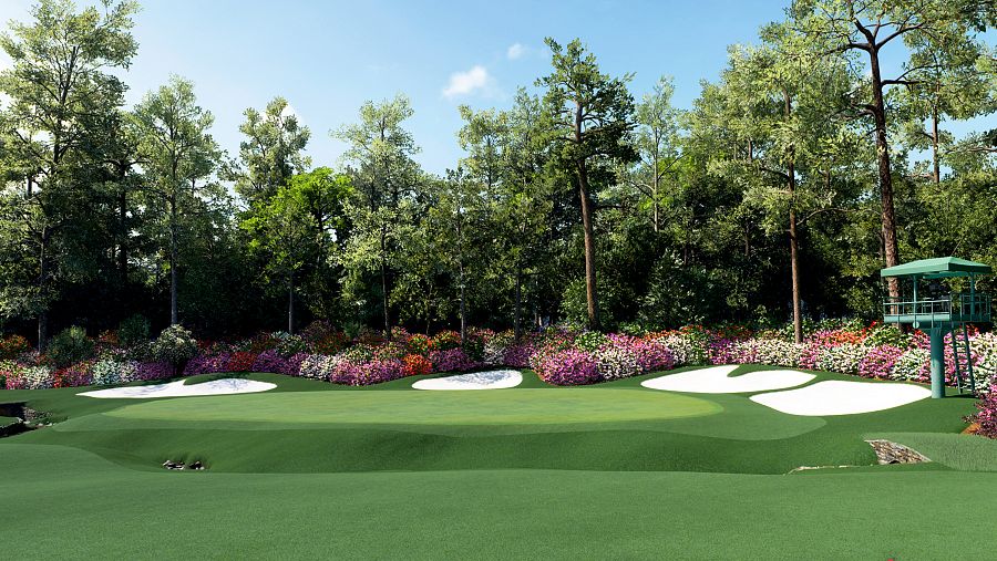 Los campos, como el Augusta National, están recreados con todo detalle
