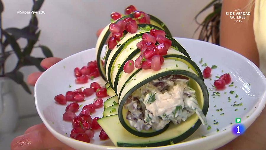 Receta enrollada de canelones de calabacín