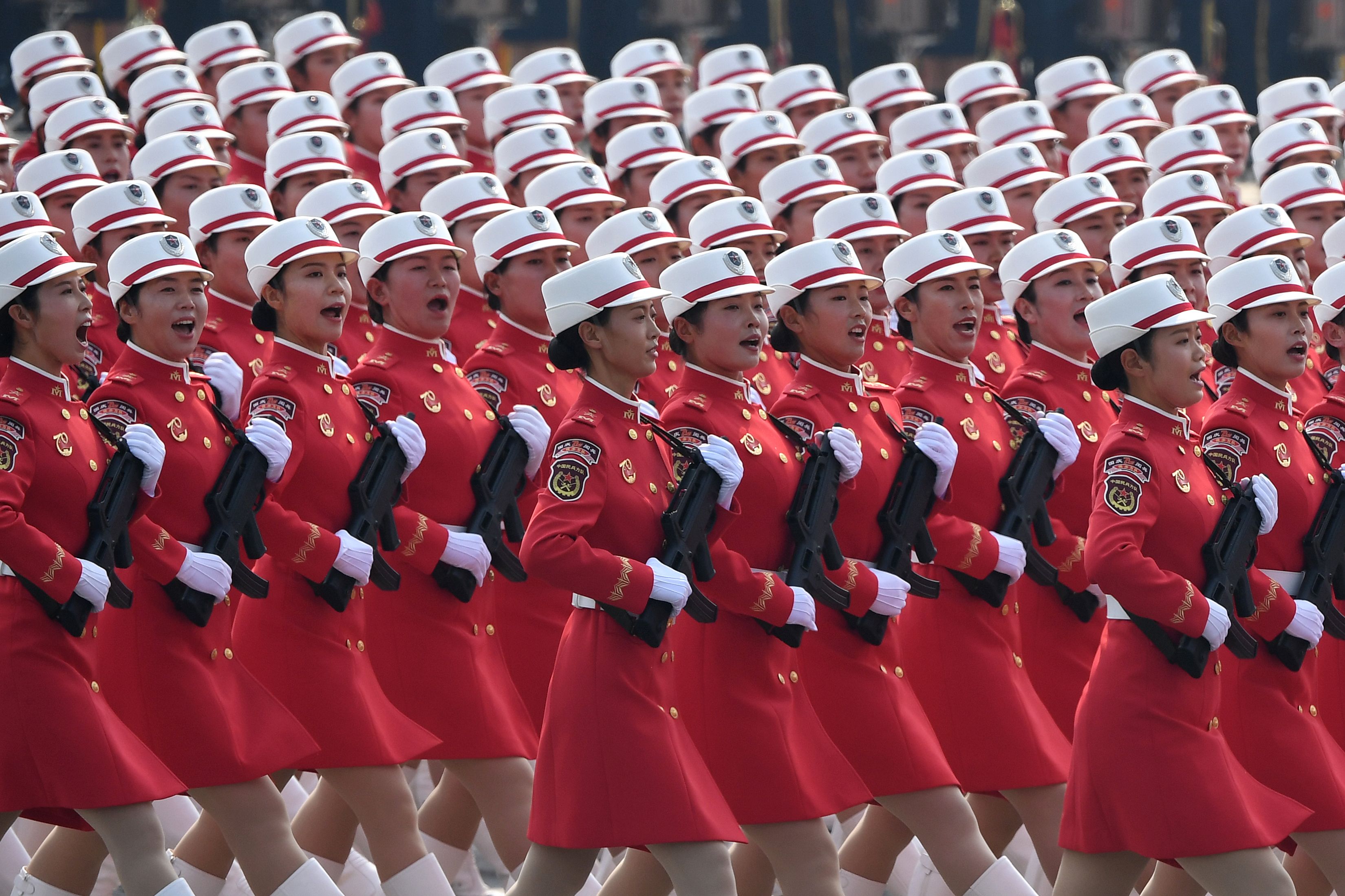 70 años de la fundación de la República Popular China Soldados del Ejército de Liberación del Pueblo Chino participan en el desfile en la plaza de Tiananmen de Pekín.