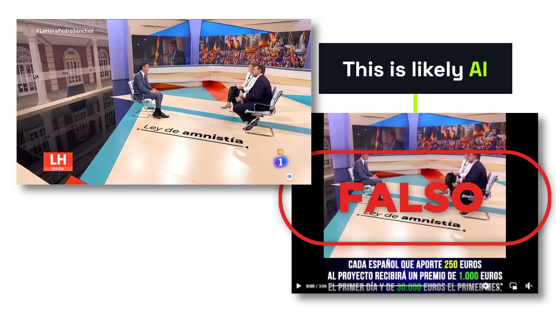 Este vídeo de Silvia Intxaurrondo y Pedro Sánchez en TVE promocionando  criptomonedas es falso