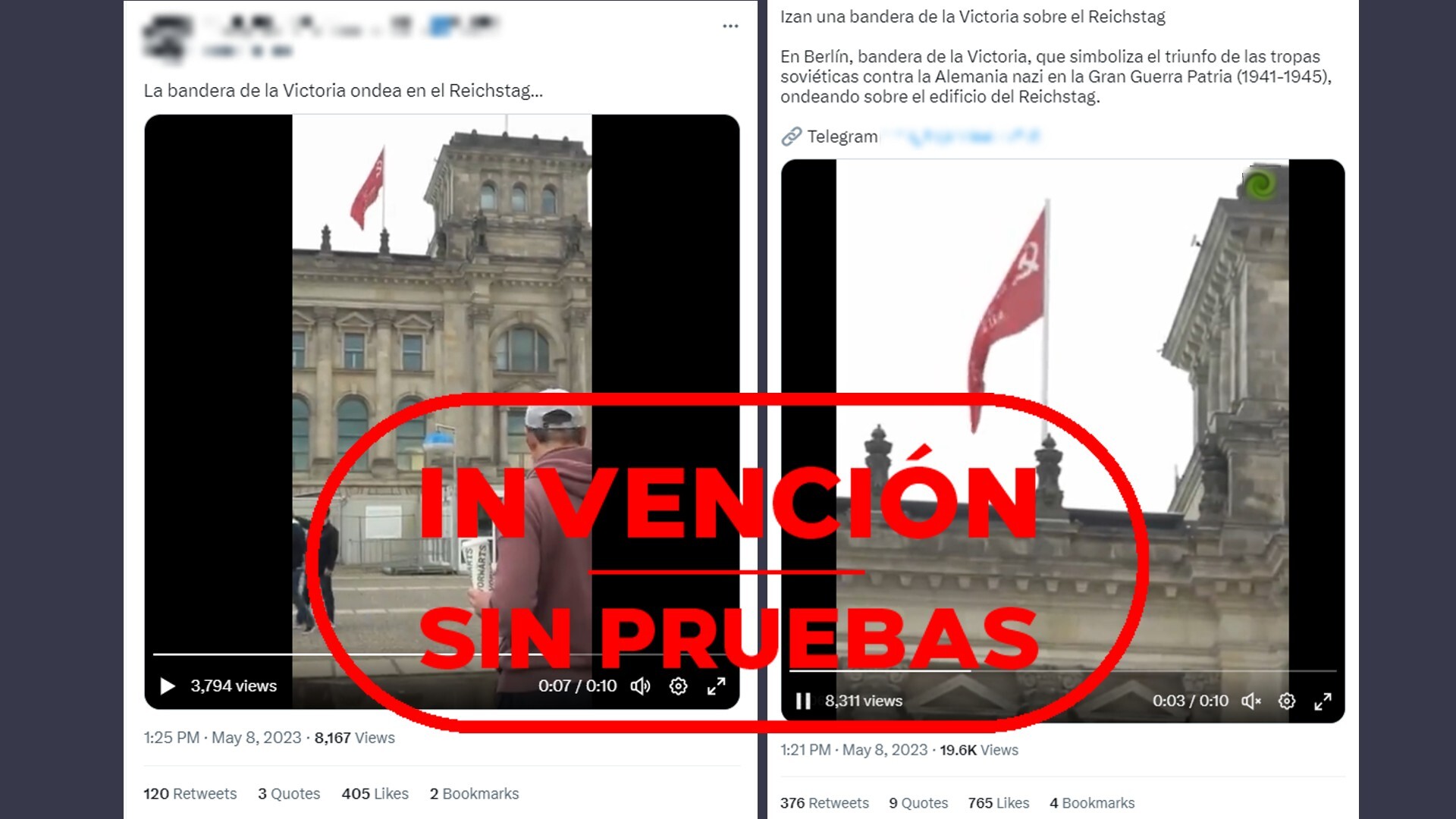 La Bandera Soviética No Ha Ondeado En El Reichstag El 8 De Mayo