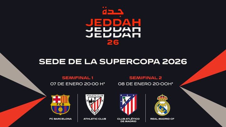 Barça y Athletic abrirán la Supercopa; Atlético y Real Madrid para el jueves 8 de enero