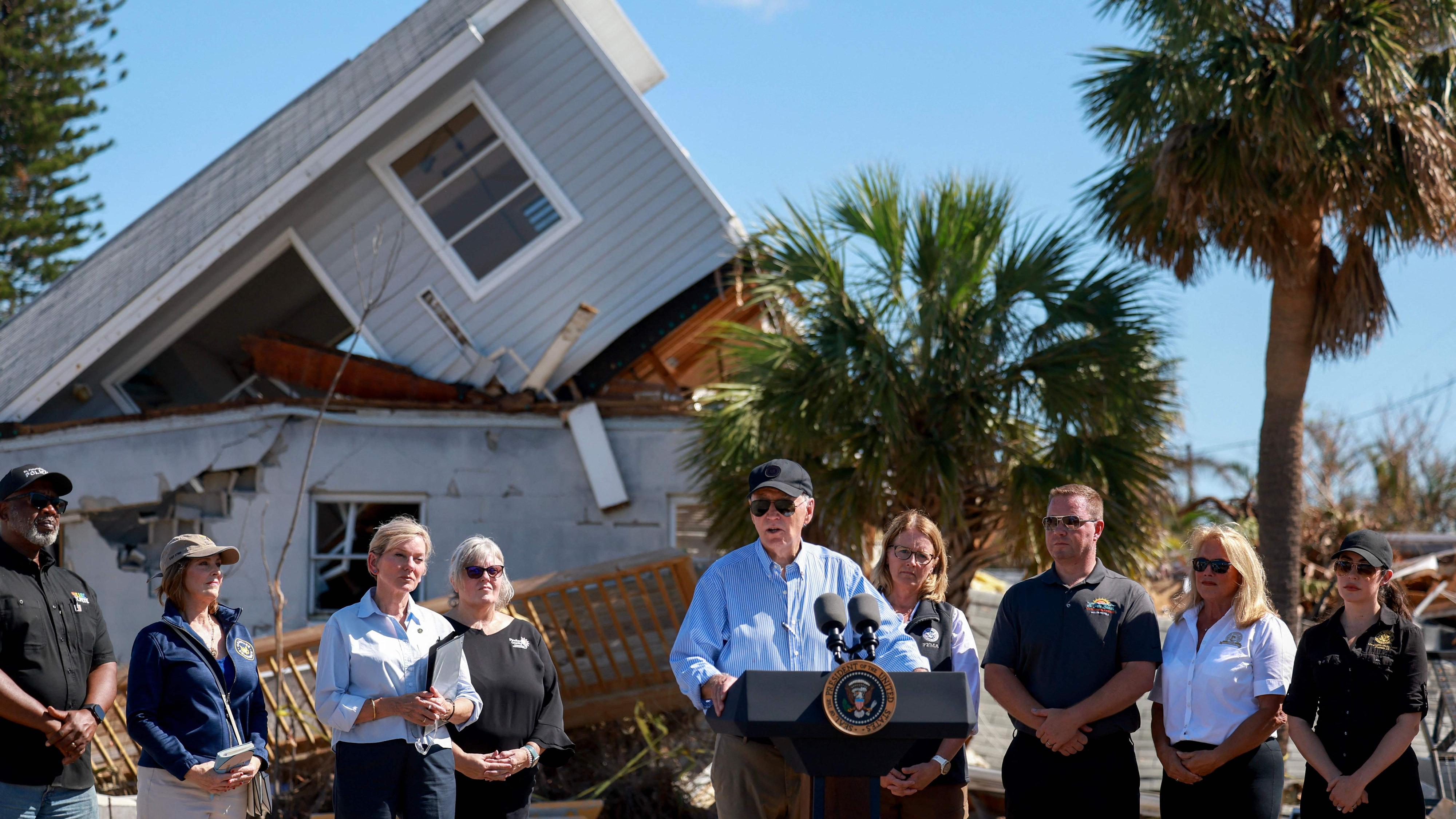 Biden visits areas affected by Hurricane Milton in Florida