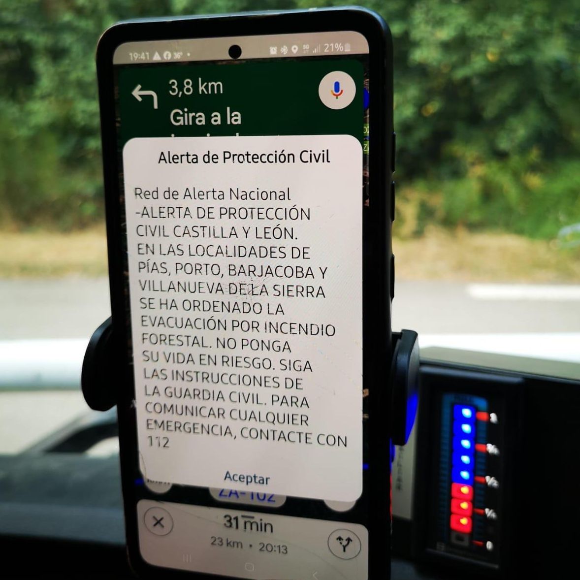 Comunicación masiva de emergencia a través de los teléfonos móviles Es-Alert en Porto (Zamora)