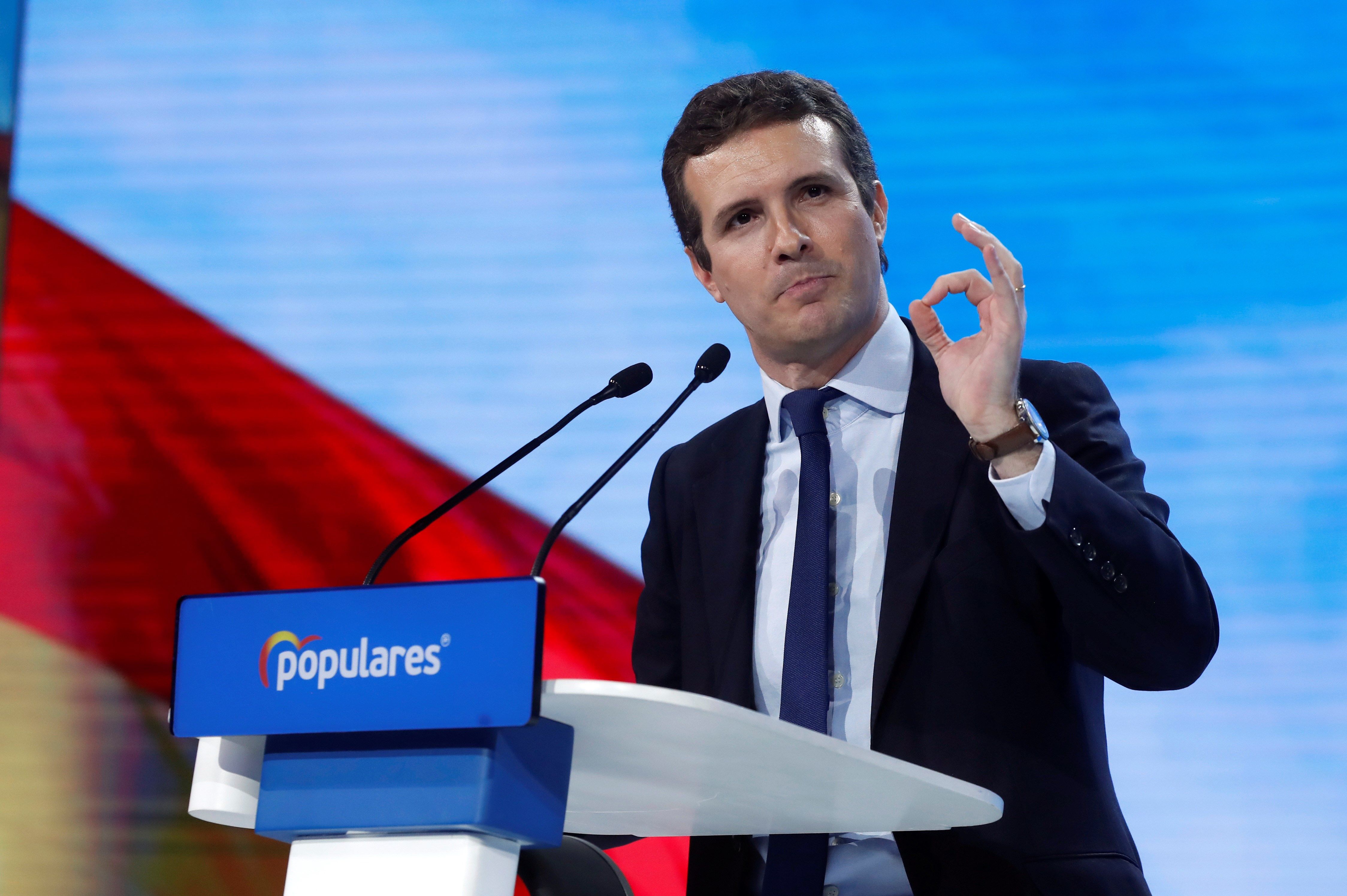 Convención del PP El presidente del PP, Pablo Casado. interviene en la clausura de la Convención Nacional del Partido Popular
