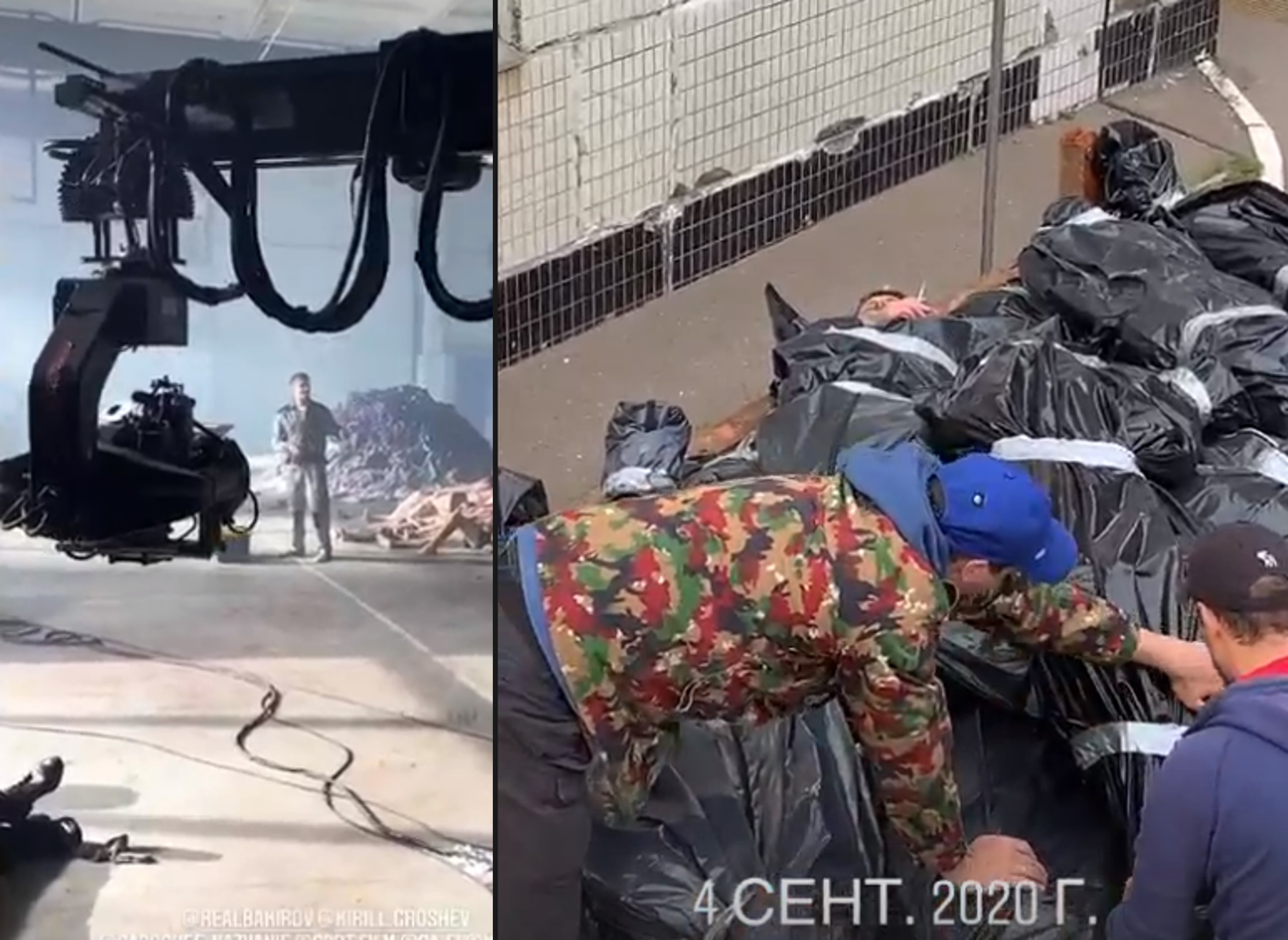 Dos momentos de la grabación del videoclip del rapero Husky