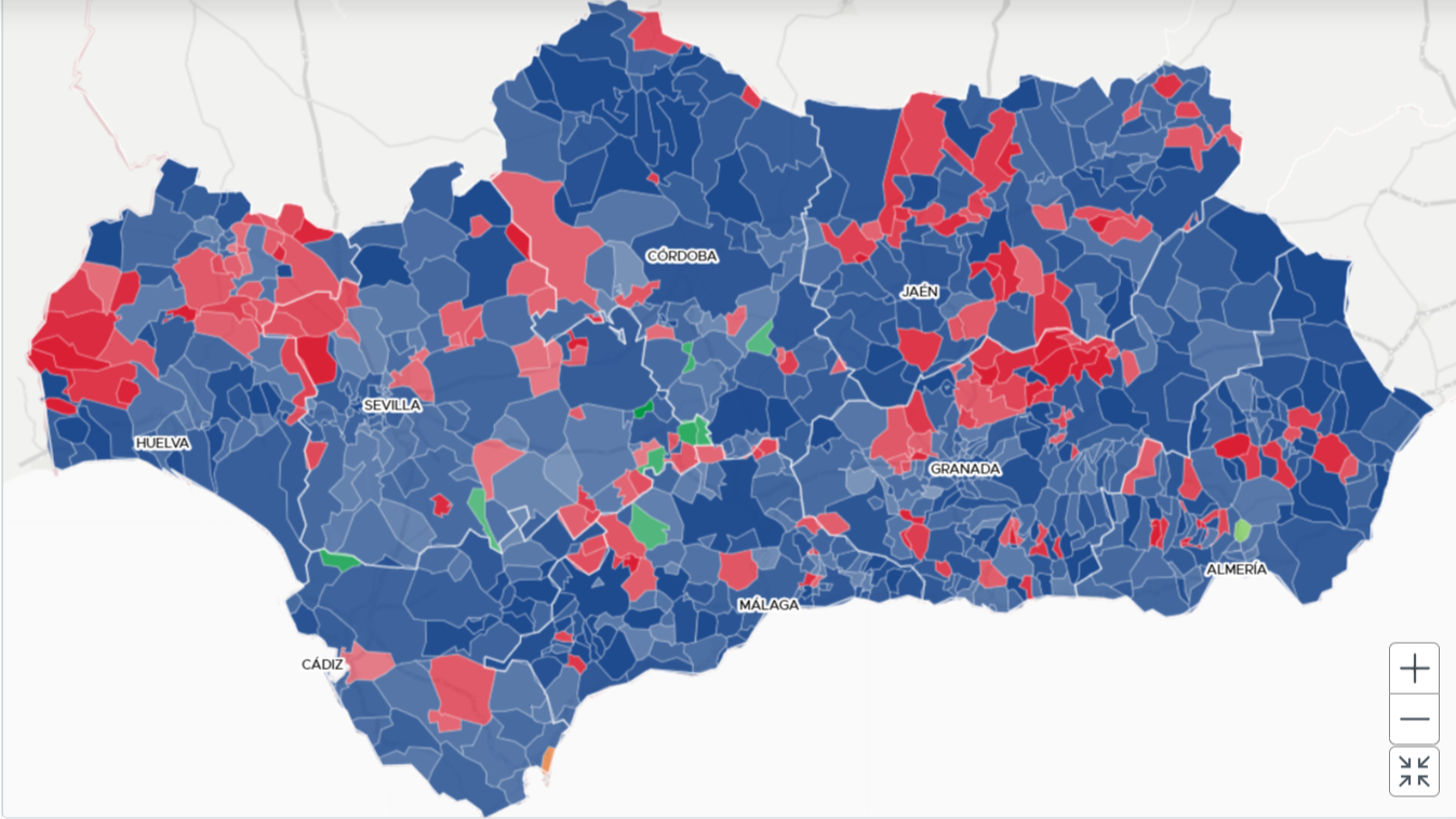 Resultados elecciones Andalucía 2026 por municipios | Mapa