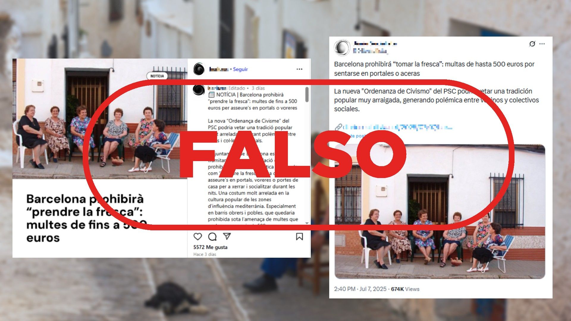 El Ayuntamiento de Barcelona no va a multar a quienes salgan con sillas a "tomar la fresca", es falso