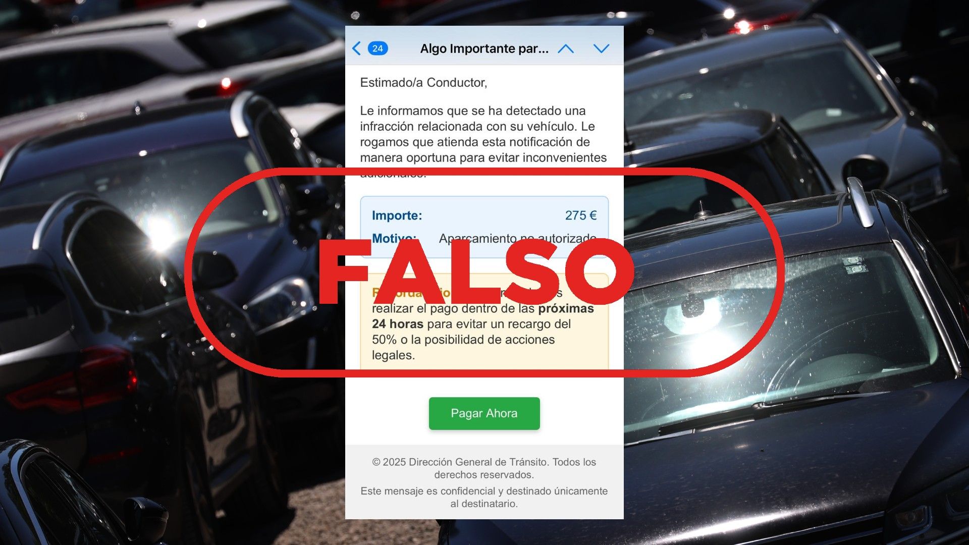 No es la notificación de una multa de la DGT, es un fraude