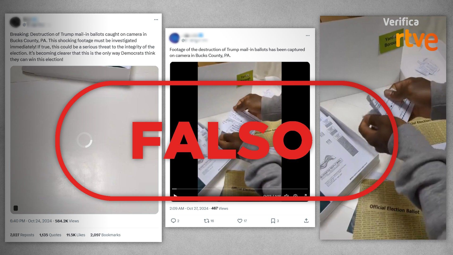 Falsos mensajes de X sobre votos rotos a favor de Trump en Pensilvania