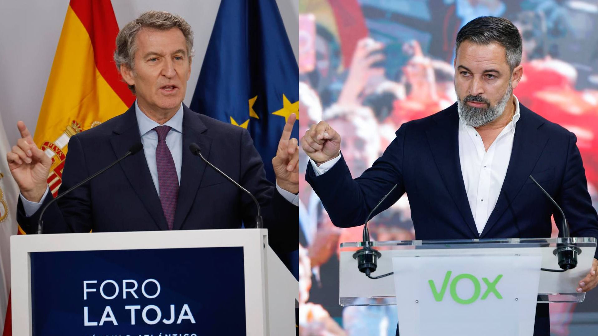 Feijóo reprocha a Vox su "pinza" con el PSOE y Abascal le llama "fraude"