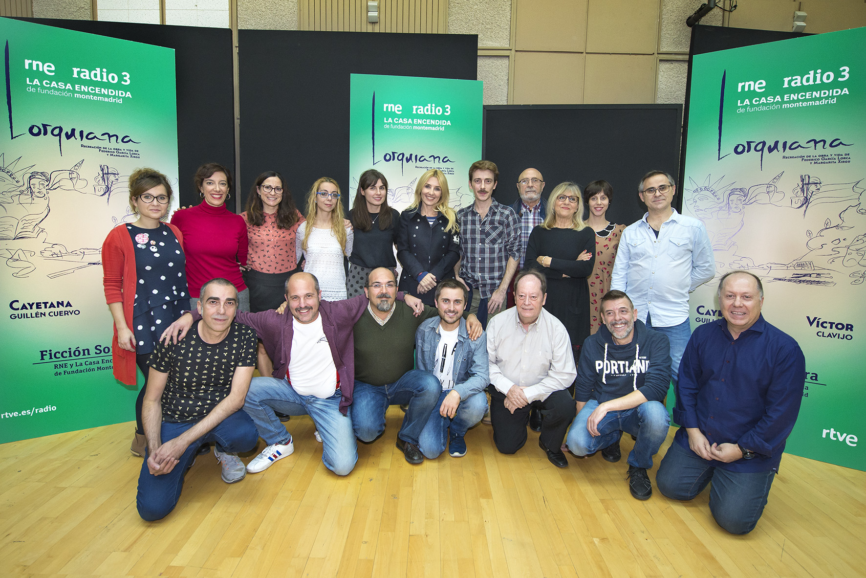 Foto de familia del ensayo de la ficción sonora 'Lorquiana'. Foto de familia del ensayo de la ficción sonora 'Lorquiana'.