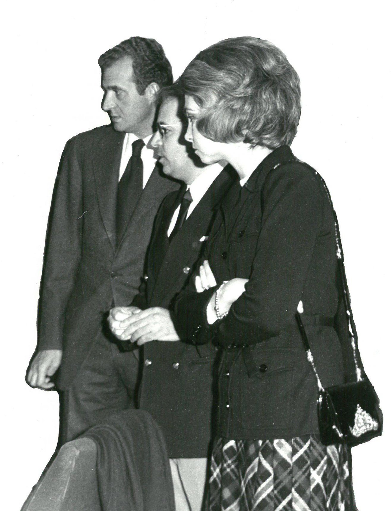 Luis Ruiz de Gopequi, director de la Estación, junto a los por entonces príncipes Juan Carlos y Sofía (año 1972).