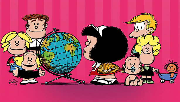 Mafalda acompañada del resto de sus amigos