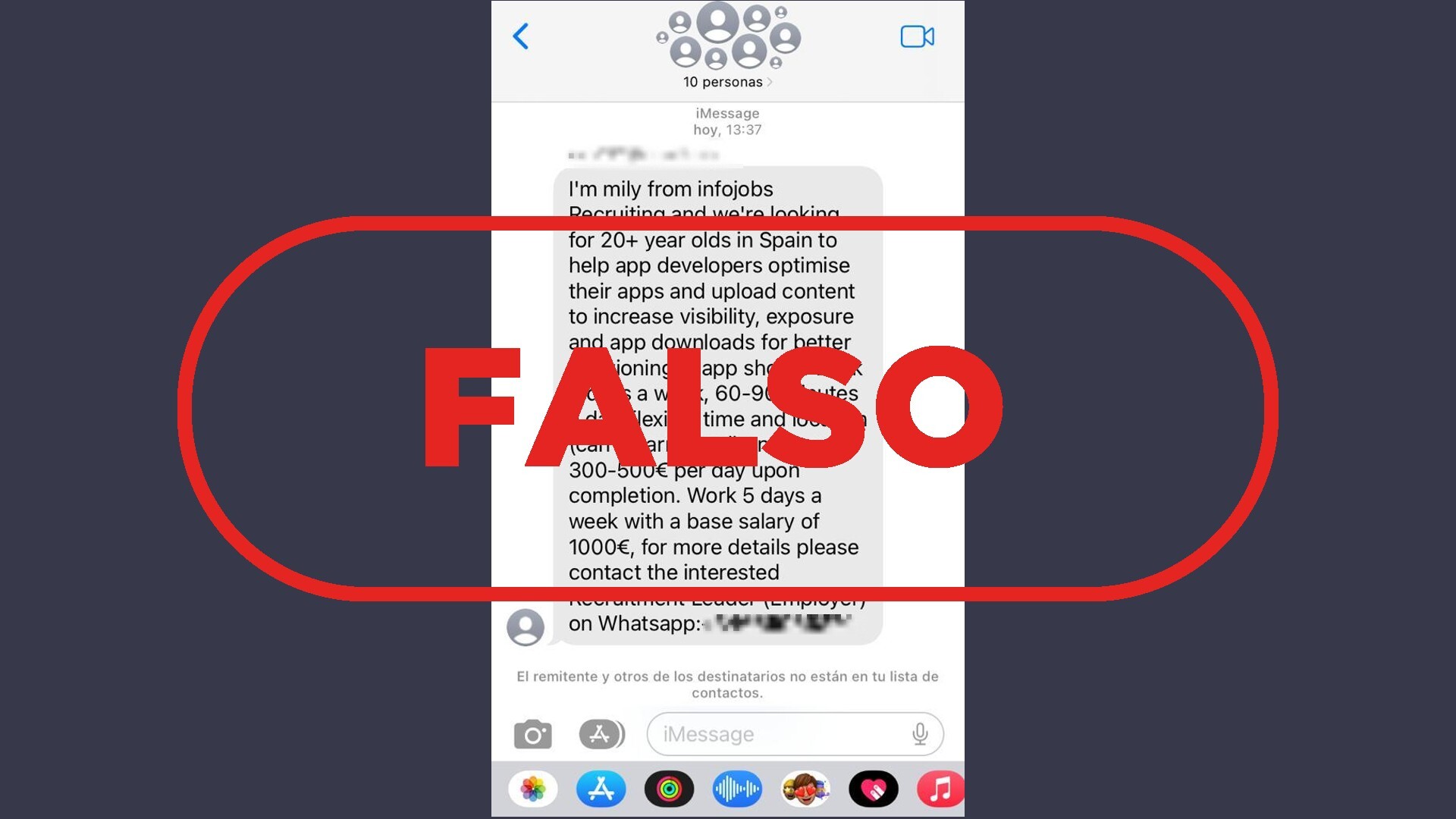 Este SMS no lo manda InfoJobs, es una estafa