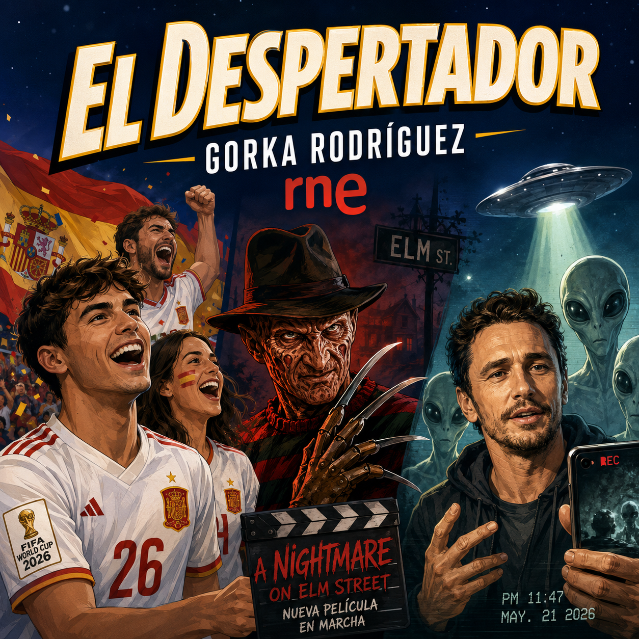 El despertador de RNE - Vuelve ‘Pesadilla en Elm Street’ y los estilismos en el Mundial de las parejas de los jugadores de la selección española - 16/07/26 episode artwork
