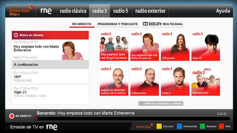 Ahora Radio3 en el Botón Rojo de la TDT
