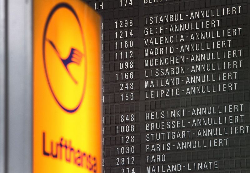 Lufthansa cancela 1.350 vuelos por la huelga de los pilotos convocada para lunes y martes
